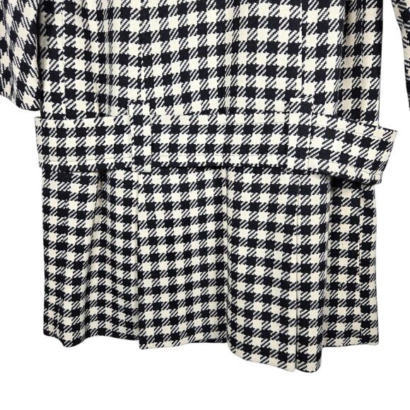VTG 1960s Peerless 100% Wool Coat Black White Check Houndstooth Mod Midi Medium - Picture 11 of 15